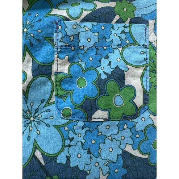 My Brother John size 8 blue floral button up shirt imported retro 100% cotton bo - Picture 3 of 6